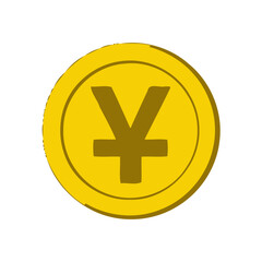 Fototapeta premium Vector art of a golden coin with the japanese yen symbol isolated on a transparent background, representing currency and finance