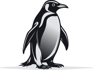 Obraz premium Penguin Animal Vector Logo in Black and White, Minimalist and Simple Design, Perfect for Wildlife Branding, Nature Illustration, and Unique Animal Identity 