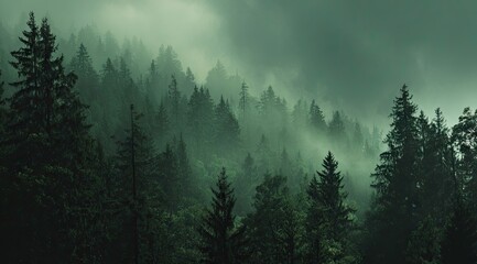 Misty mountain forest scene (2)