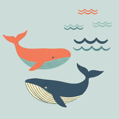 vector illustration of a whale