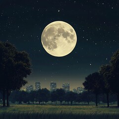 Fototapeta premium Majestic desert illuminated by full moon beneath endless starry sky high resolution picture