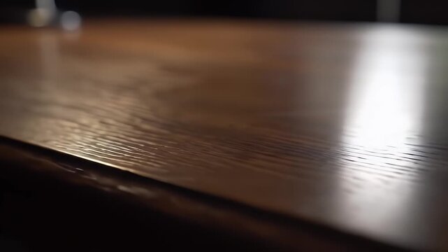 Detailed Close Up Of Brown Wood Grain Texture With Polished Surface And Natural Pattern