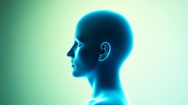 Blue translucent head with gradient background
