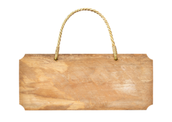wooden sign wiht lope isolated on white