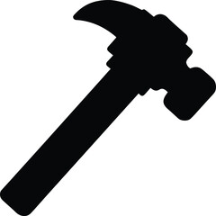 Hammer Tool silhouette vector Icon on transparent background