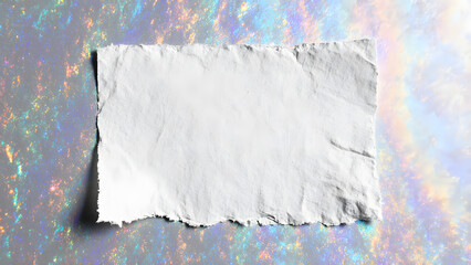 Abstract background of torn paper on a futuristic holographic surface