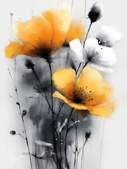 yellow poppy waterpaint