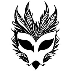 Mysterious mask design intricately crafted with stylized leaf fronds evoking enigmatic elegance