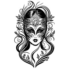 Mysterious masquerade the elegance of art the feminine beauty of the mask in monochrome design