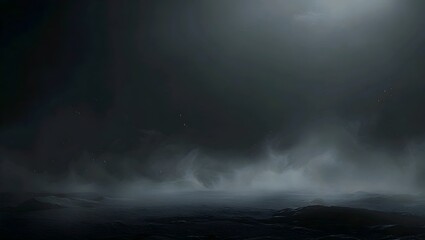 Spooky Eerie Mist and Mystery in Dark Cosmic Abstract Fantasy Night Background.