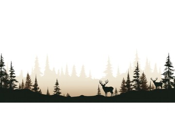 Obraz premium Deer line horizontal border silhouette outdoors nature.