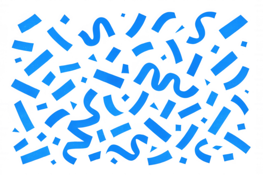 Blue confetti cascading over transparent backdrop, generating vibrant festive visual for party celebrations and special event graphics