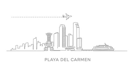 Naklejka premium Playa del Carmen Skyline Minimalist Vector.