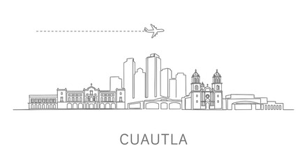 Obraz premium Cuautla Skyline Vector Minimal Landmark.