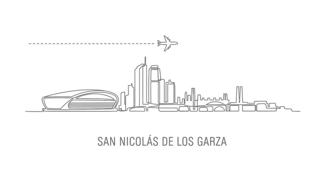 San Nicolas de los Garza Skyline with Minimalist Art.