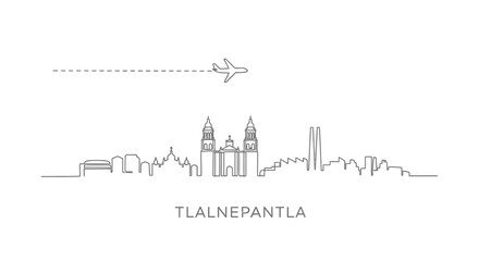 Fototapeta premium Tlalnepantla Skyline Line Art with Plane.