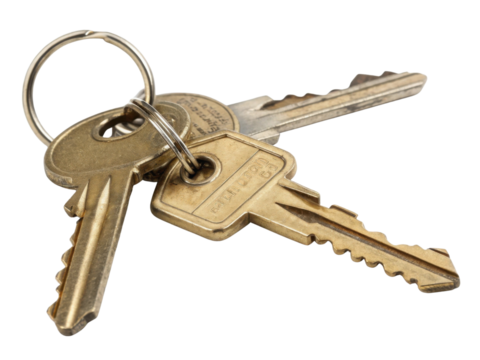Keys on keyring metallic shiny close up household items security access everyday objects tools essential items