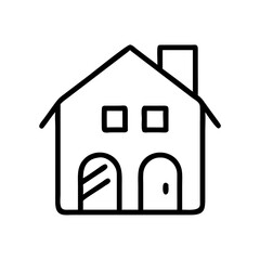Fototapeta premium Simple outline of a house with windows and door in black design 
