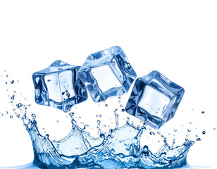 Cool and clear ice cubes on a white background