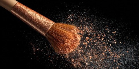 Makeup brush with loose powder explosion