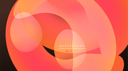 Abstract orange layers overlap black background. Modern design features smooth gradients, creating dynamic visual effect. Simple text reads background design.