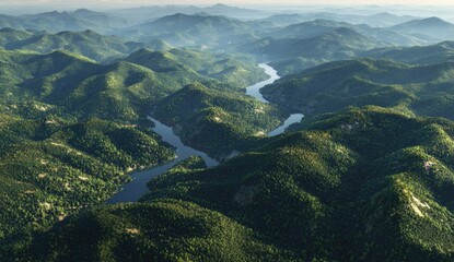 Mountainous landscape with winding river