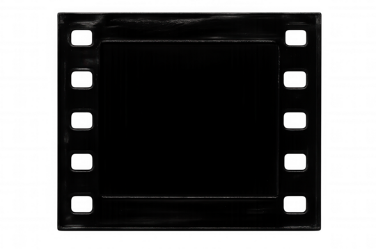 Black film frame is showing empty space for adding image or video, isolated on transparent background