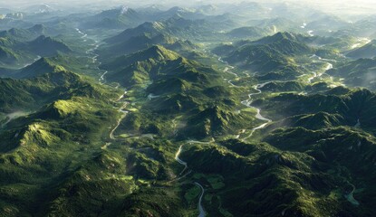 Lush mountain ranges, winding rivers