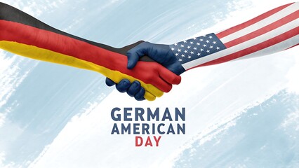 German American Day Celebration with Germany and US Flag Handshake

