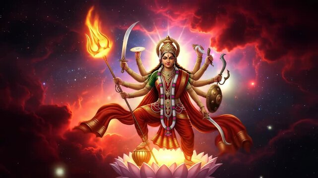 Powerful maa durga puja divine warrior goddess symbol of strength and protection celebrating navratri festival