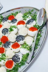 close - up of delicious food, sushi balls