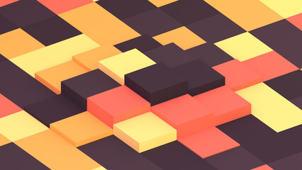 3D render Halloween theme color cubic floor.