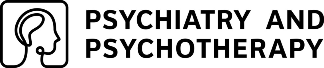 black simple line art psychiatry and psychotherapy vector logo design