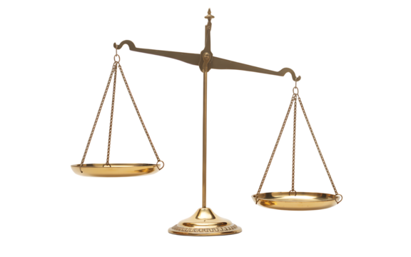Justice scale isolated on transparent background