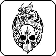 Stylized skull artwork with botanical elements creating a unique and artistic composition for
