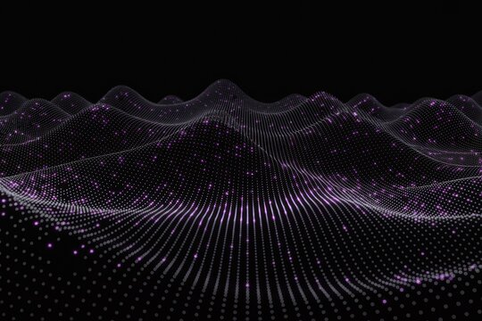 Dotted landscape digital data visualization with purple highlights on background modern hi tech design representation