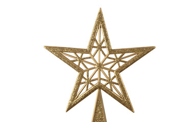 Obraz premium Gold star tree topper isolated on white isolated on transparent background
