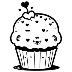 Sweet treat of love: A charming cupcake illustration spreading joy and sweetness with delightful
