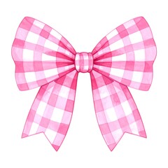 Watercolor pink gingham bow