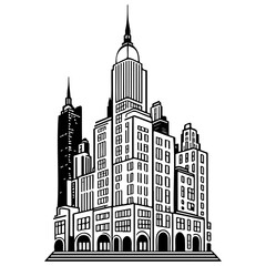 Fototapeta premium Urban cityscape architecture showcasing vintage skyscraper design emphasizing strong lines for