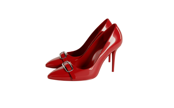 Red high heels isolated on transparent background