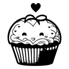 Whimsical confection adorned with hearts creates a delightful illustration that brings smiles and