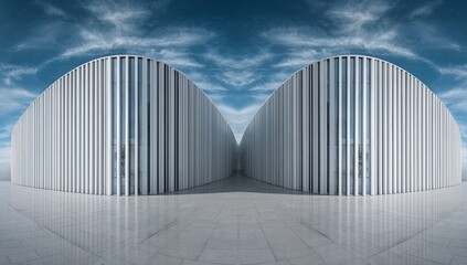 Modern architecture facade, mirrored