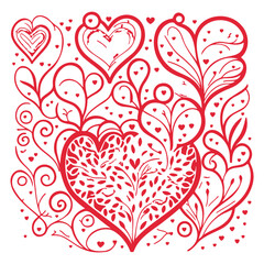 Whimsical hearts intertwined with flourishing vines, a vibrant expression of love and organic