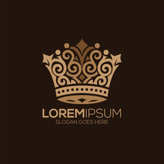 Brown Ornate Crown Logo Design | Classic Luxury Royal Emblem for Premium Brands, Jewelry, Hotels & Elite Businesses