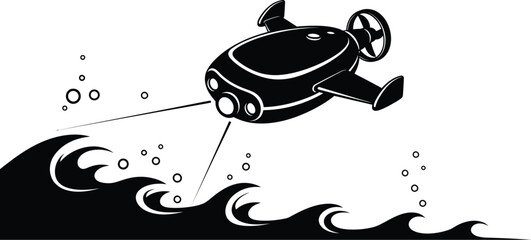 Underwater drone exploring ocean, a modern technology for marine research and exploration