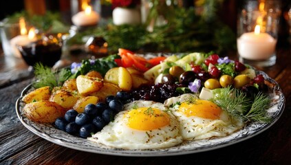 A beautifully arranged breakfast platter