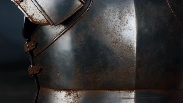 Close-up on an old rusty medieval armour