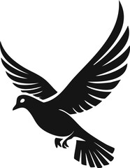 Obraz premium Pigeon Bird Vector Logo in Black and White, Minimalist and Simple Design, Perfect for Wildlife Branding and Nature Illustration 