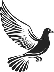 Obraz premium Pigeon Bird Aves Animal Vector Logo in Black and White, Minimalist and Simple Design, Perfect for Wildlife Branding, Nature Illustration, and Unique Animal Identity 